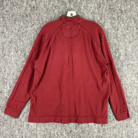 Tommy Bahama Mens Sweatshirt Medium Maroon Pima Cotton 1/4 Zip Mock Neck - Picture 2 of 8